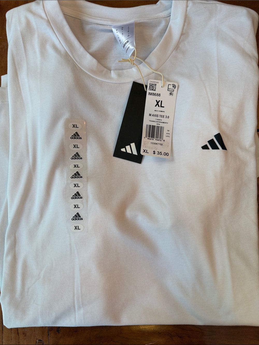 adidas Men’s White Short-Sleeve Logo Crew T-Shirt